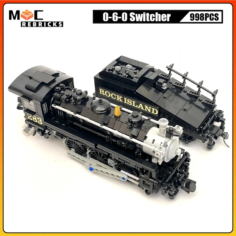 

MOC Building Blocks Urban Railway Train Sets Railroad 0-6-0 Switcher Steam Locomotive Technology Model Kid's DIY Bricks Toys