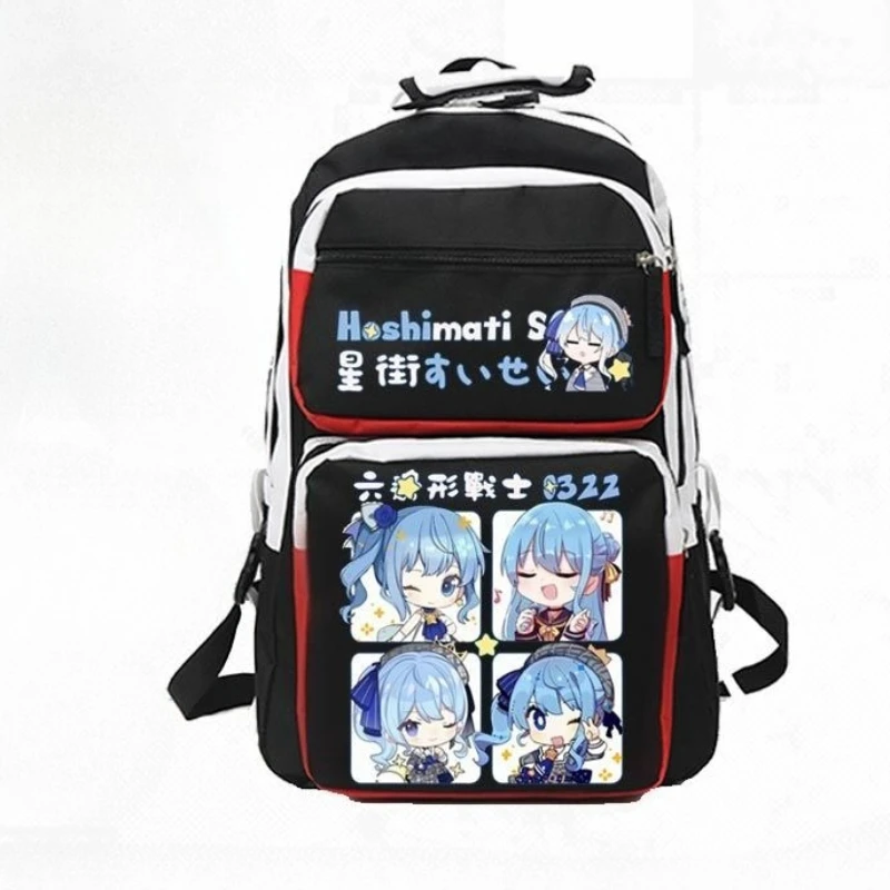 New Hoshimachi Suisei Cartoon Cute Backpack Junior Students Lightweight Schoolbag Large Capacity Backpack for Business Travel