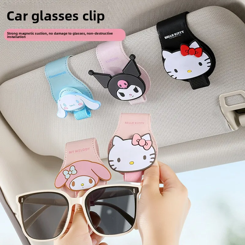 

Universal Car Auto Sun Visor Eyeglass Hanger Clip Leather Glasses Holder Magnetic Multi-Function Automobile Accessories Storage