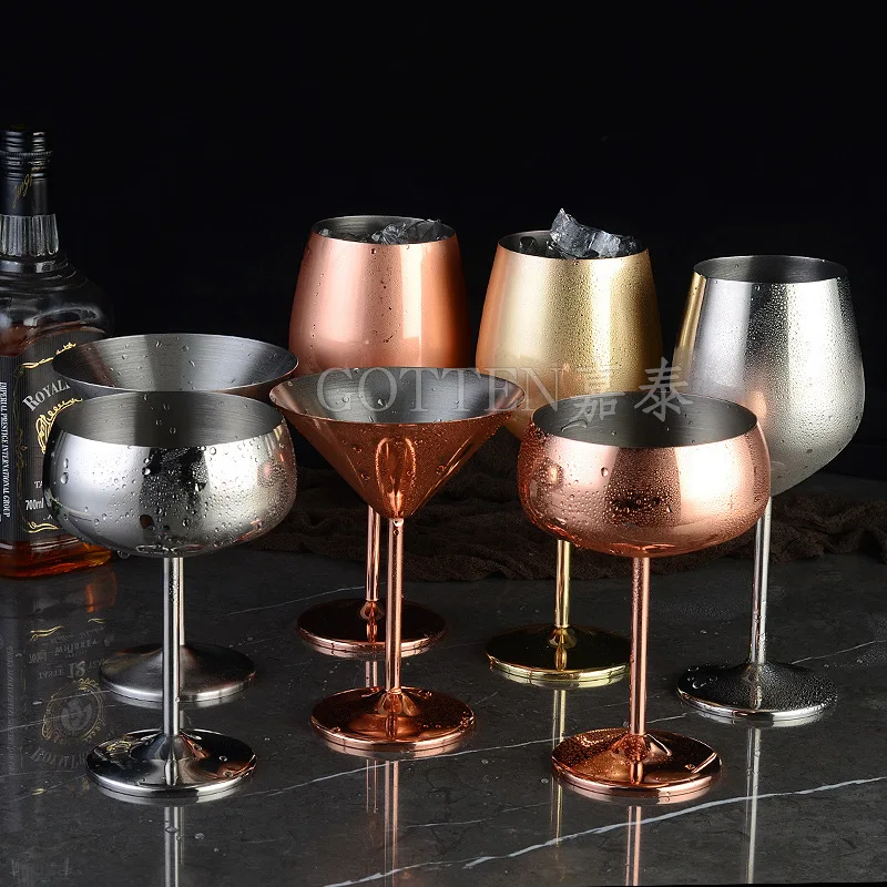 304 stainless steel copper plated single-layer goblet cocktail glass 500 ml wine glass champagne glass