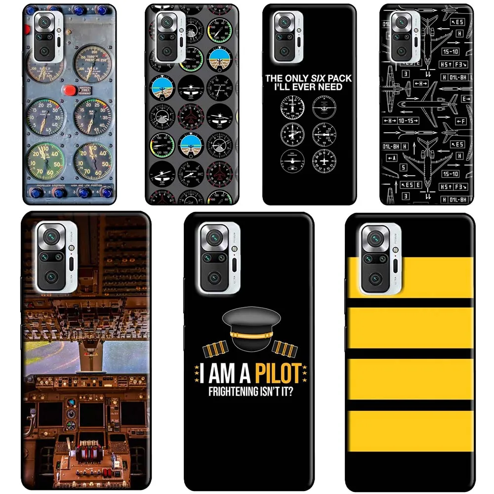 Aviation Aeroplane Pilot Cockpit Case For Xiaomi Redmi Note 12 Pro 11 8 9 10 Pro 9S 10S 11S 12S Redmi 12C 10C 9C 10A Cover