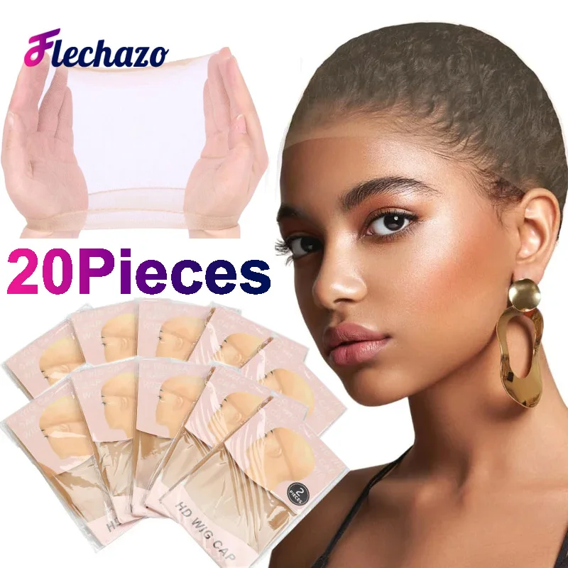 

20 Pieces Hd Wig Caps For Women Thin Transparent Wig Cap For Lace Front Wig Breathable High-Elastic Stretchy Stocking Nude Caps