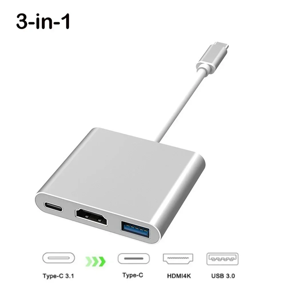 3 في 1 USB C إلى HDMI محول USB 3.1 Hub Type C محول شحن لأجهزة الكمبيوتر المحمول Samsung S23 Ultra Huawei Xiaomi Macbook