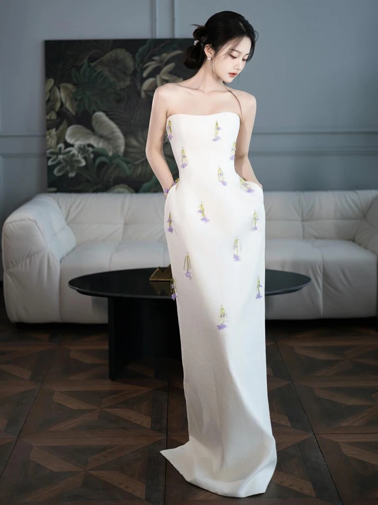 

Morning Robe Bride Women's New 2025 High End Luxury Engagement Toasting Dr Banquet Strapl Evening Gown Korean Sle Seq...