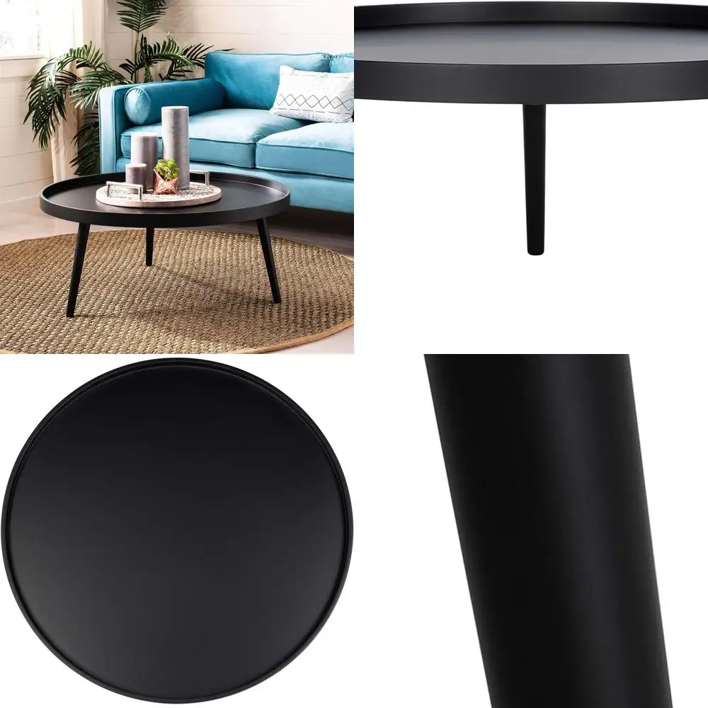 

Round Black Top Fritz Home Coffee Table Tray