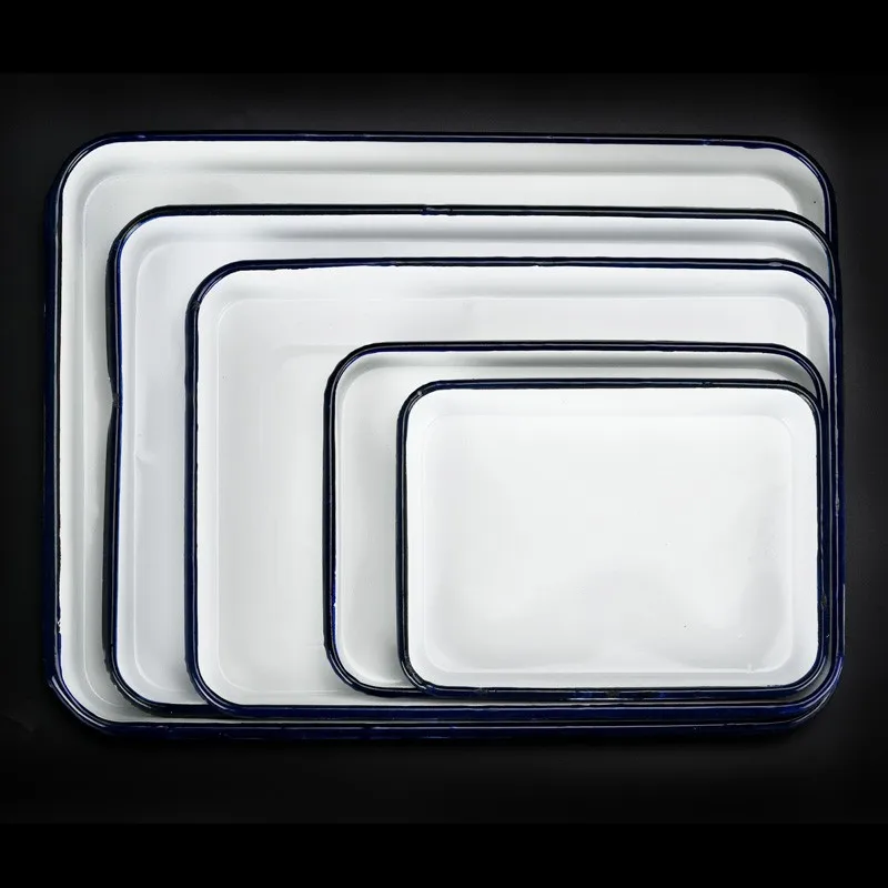 Thickened enamel plate  Enamel tray Square plate  Disinfection of laboratory plates  White with cover  Acid and alkali resistant