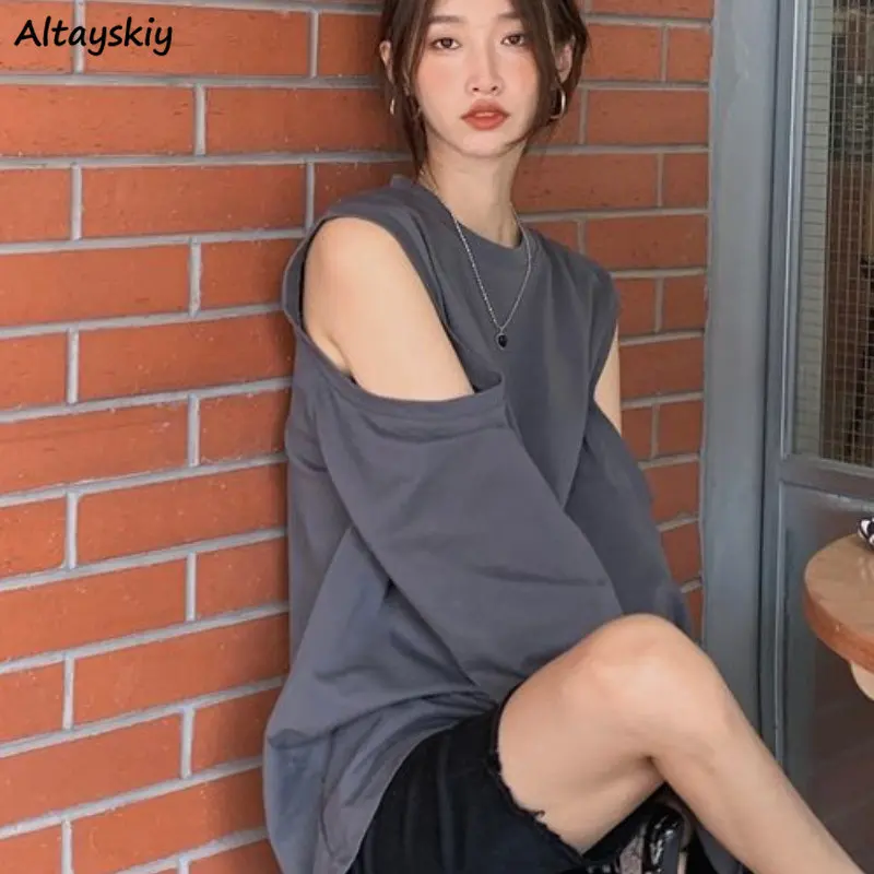 T-shirts Women Casual Hollow Out Loose All-match Thin Chic New Streetwear Cozy Popular Korean Style Spring Ins футболка женский