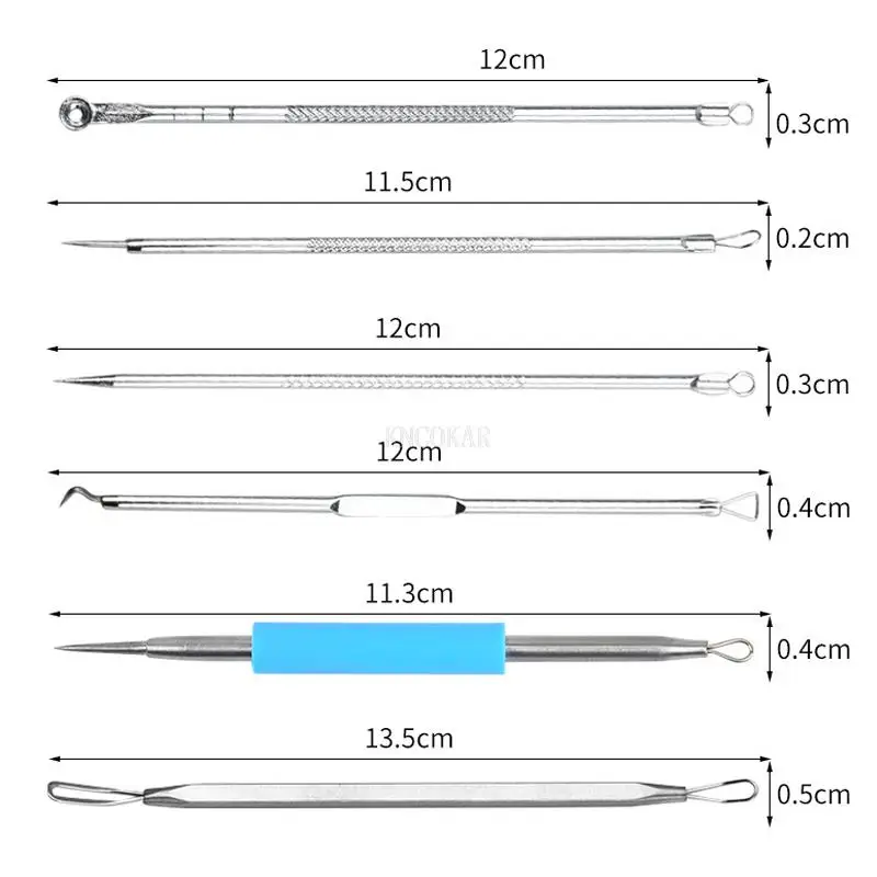 11 stks/set Mee-eter Comedo Acne Puistje Comedondrukker Tool Lepel voor Gezicht Huidverzorging Tool Naalden Facial Pore Cleaner