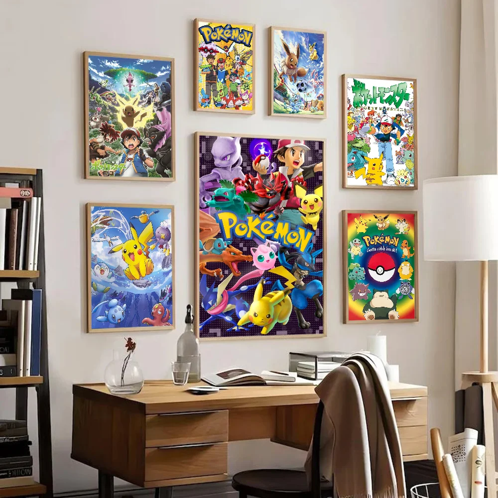 Japanese Anime P-pokemon-s Classic Good Quality Prints And Posters Waterproof Paper Sticker Coffee House Posters Wall Stickers