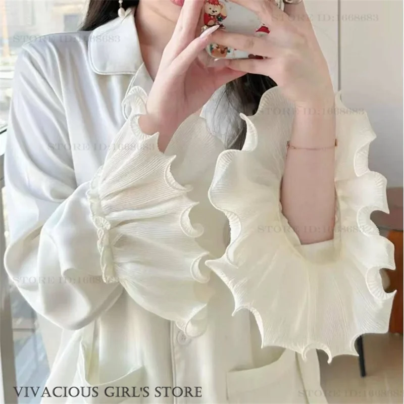 

Spring Autumn Women 2Pcs Pajamas Set Sweet Long Sleeve Trouser Pijamas Suit Sleepwear Loose Casual Silk Satin Night Wear Pyjama