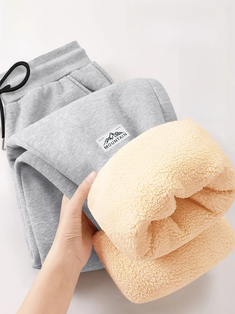 

Мужские зимние утепленные повседневные хлопковые брюки с начесом из овечьей шерсти, свободные спортивные штаны на резинке с завязками для отдыха и спорта