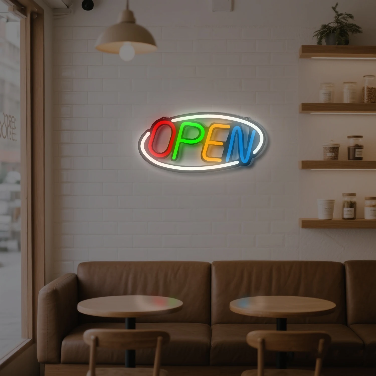 1 لافتة نيون مفتوحة تجارية، شاشة عرض ملونة لوحة إعلانية نابضة بالحياة، مثالية للمحلات التجارية والمطاعم والحانات والفنادق