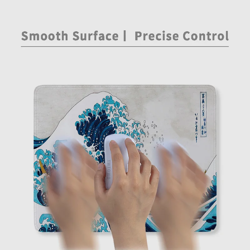 Mouse Pad Hot Sell Small size Mousepads Natural Rubber Art Cartoon Japanese Blue Waves Office Decoration Carpet keyboard pad