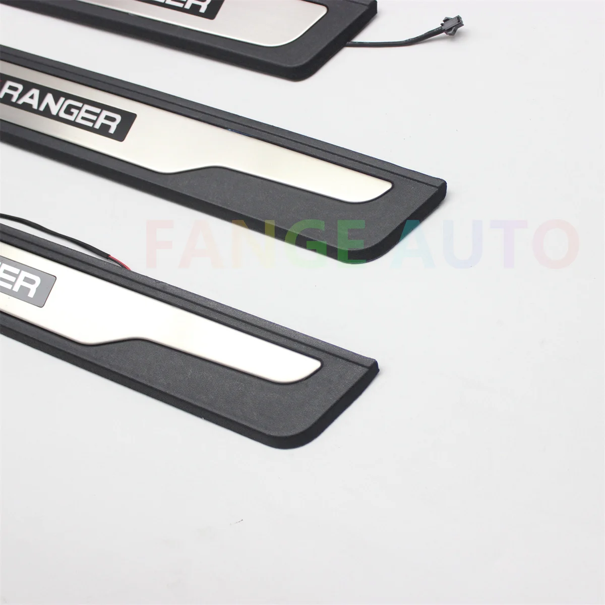 4PCS ABS Stainless Steel Led Door Sill Scuff Plate Auto Pedals Protector Cover For Ford Ranger 2019-2023 T6 T7