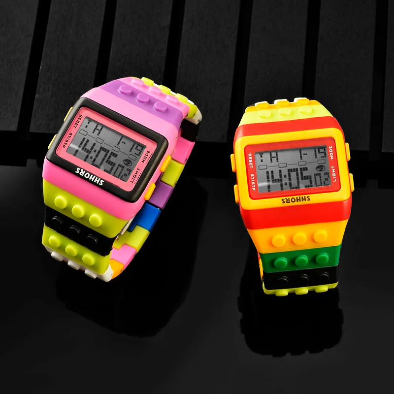 SHHORS Women Watches Women Sports Watches Fashion Plastic Led Digital Watches Rainbow Watch Electronic Wristwatches reloj mujer