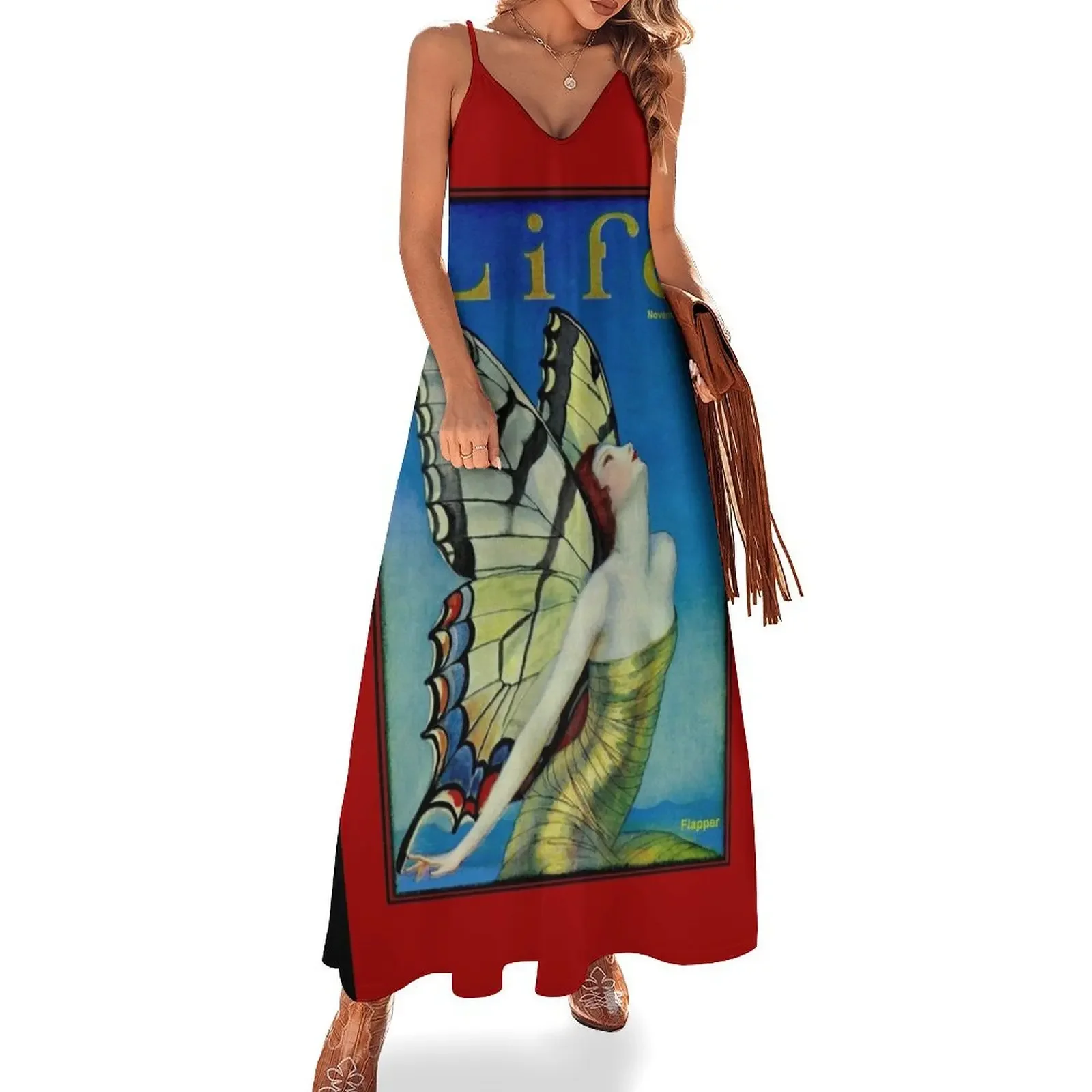 

LIFE : Vintage 1923 Flapper Butterfly Print Sleeveless Dress womans clothing women's clothing trend 2025 women dresses Dress