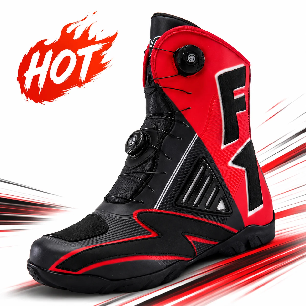 Motorcycle Riding Shoes Moto Boots Men Women High Top Dual Dial Buckle TPU Side Panel Anti Slip Rubber Sole Racing Touring 37-47