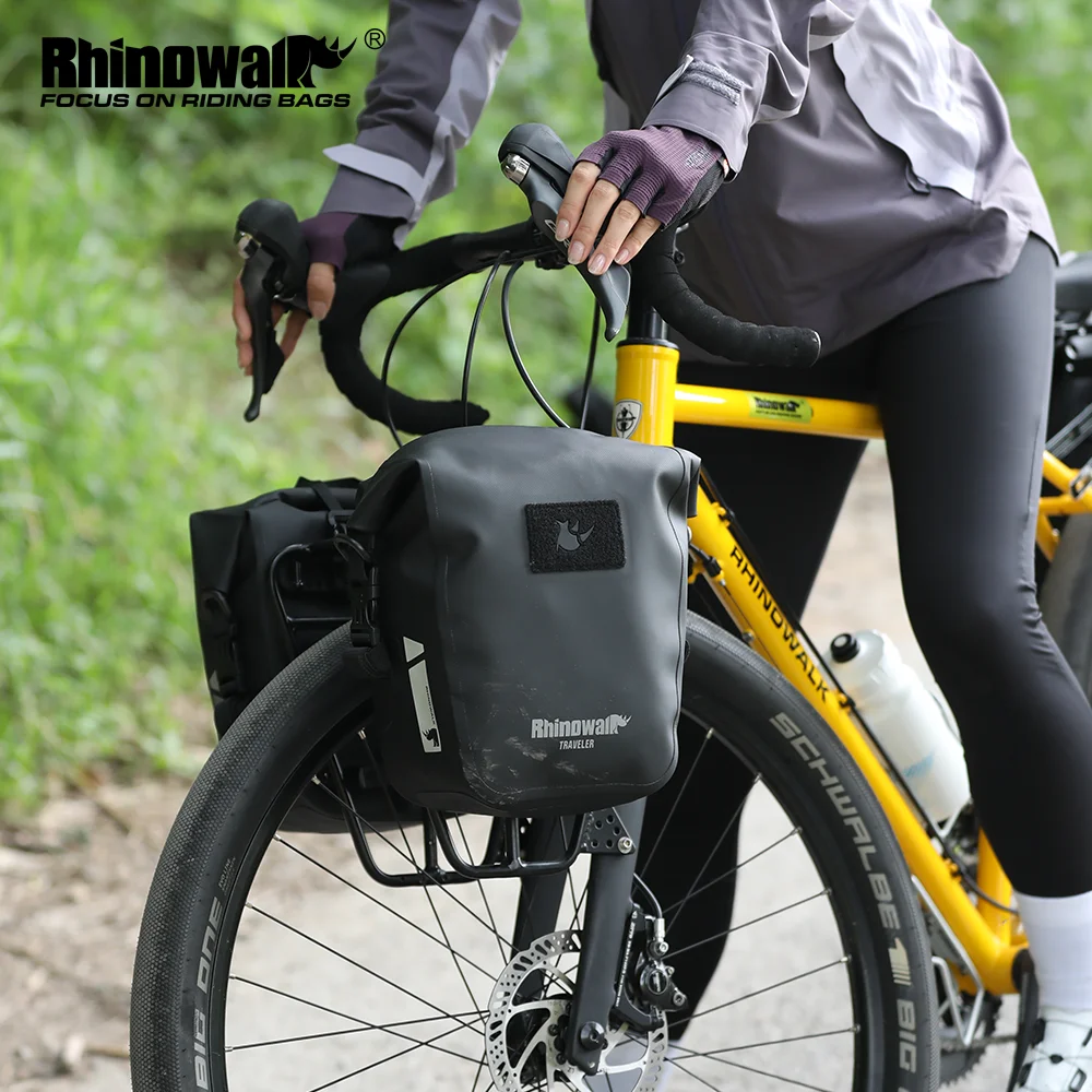 Rhinowalk Bike Pannier Bag Quick Release Waterproof Dry 6/12/20/25L Cycling Back Rack Side Bag Long Distance Tour Luggage Bag