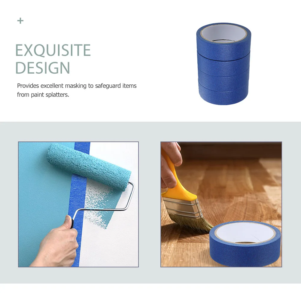 

4 Rolls Masking Tape Colored Craft Adhesive Blue for Painting Decoration Art Paper Tapes Low Tack Strong Sticky