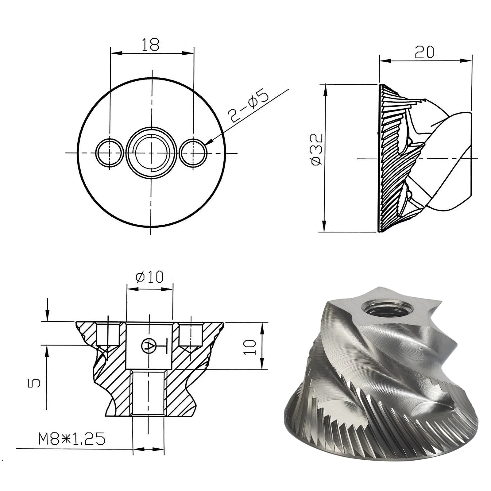 TASP Stainless Steel Conical Grinder Burr Set 48mm Coffee Spare Parts for Delonghi KG521M Brevil BES86XL/B Rommelsbacher EKM 300