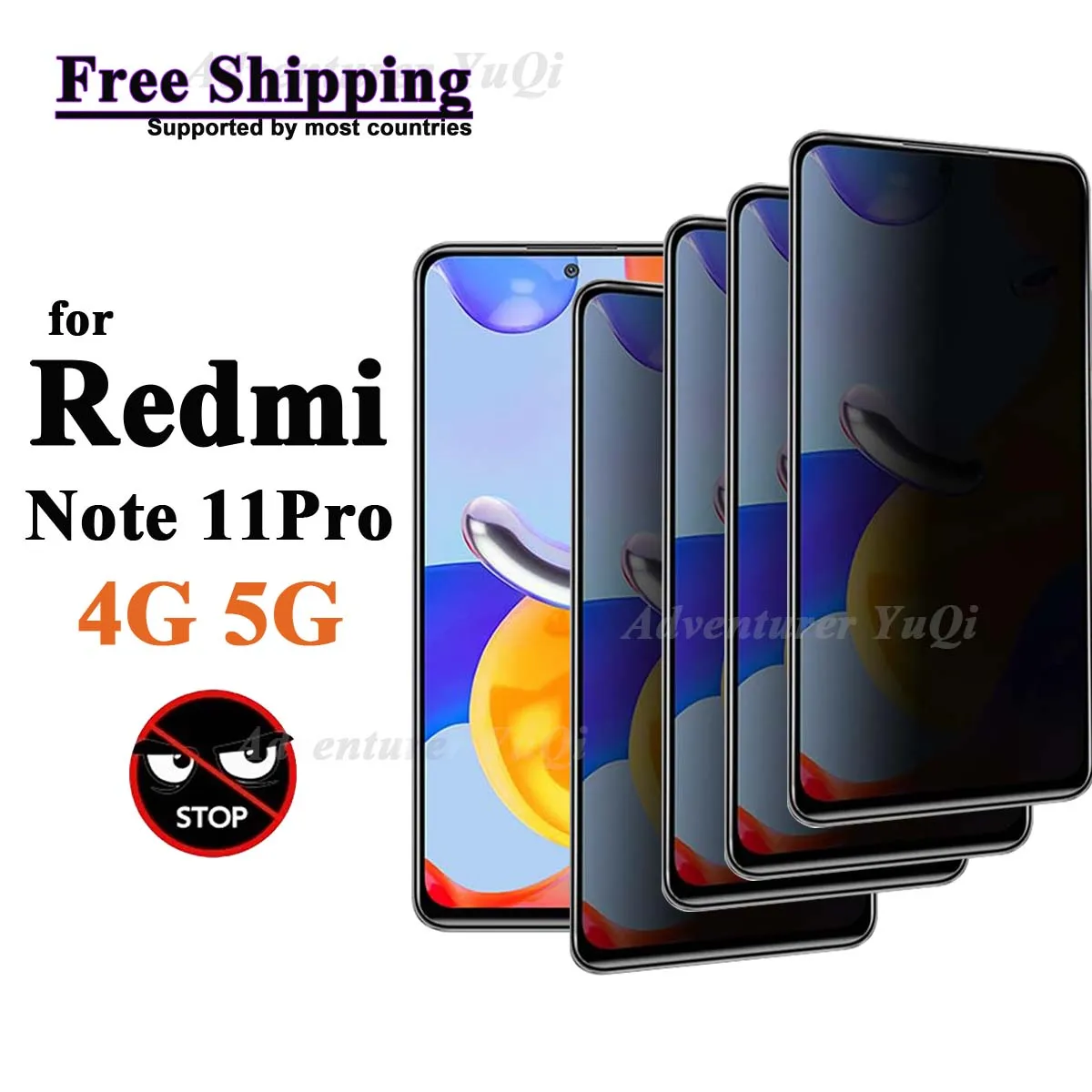 

Anti Spy Screen Protector For Redmi Note 11 Pro 4G 5G Xiaomi, Tempered Glass Privacy Peep Scratch 9H Case Friendly High Aluminum