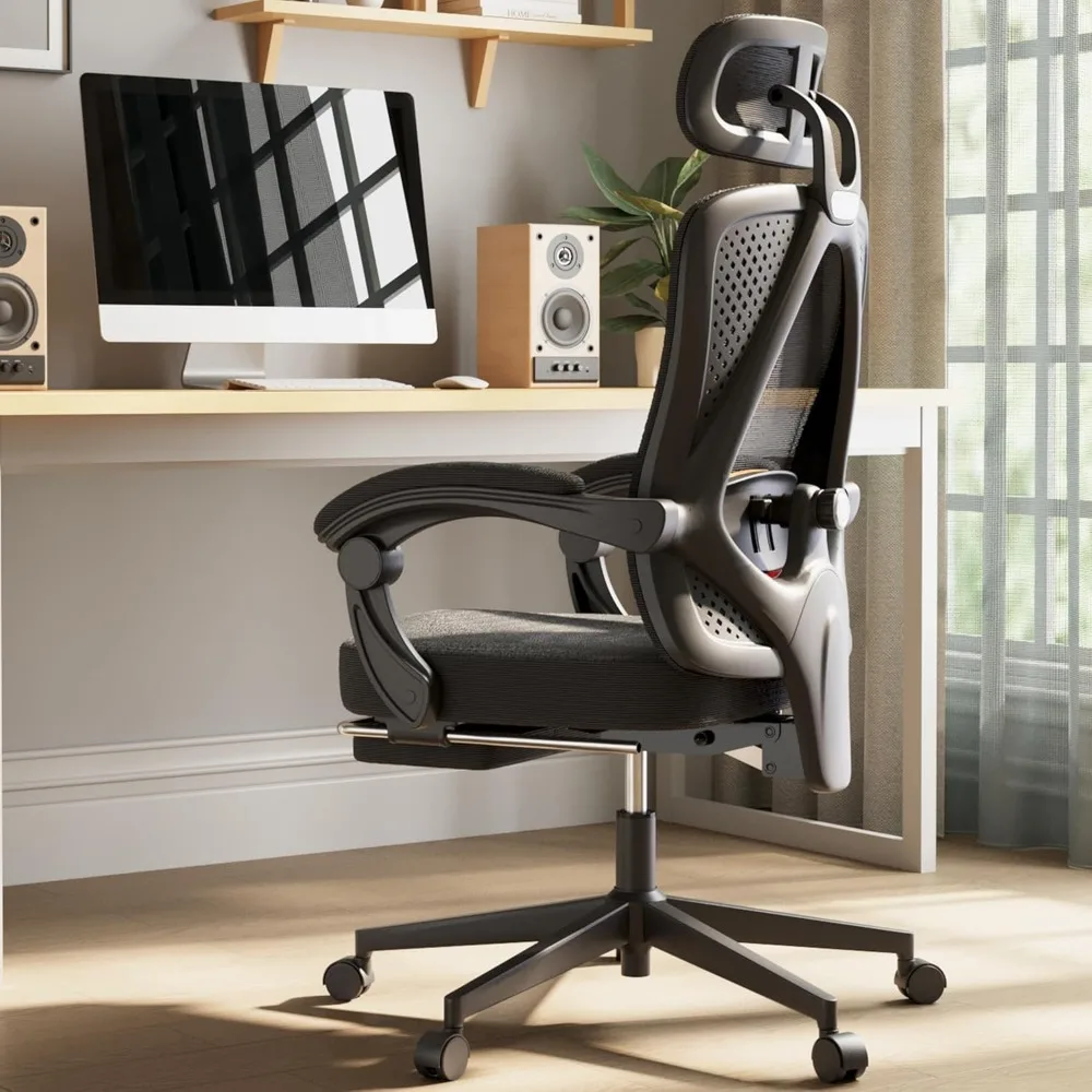 Ergonomic Office Chair,Breathable Mesh Computer Chair with Pocket Spring Cushion,Comfy Desk Chair with Adjustable Lumbar Support