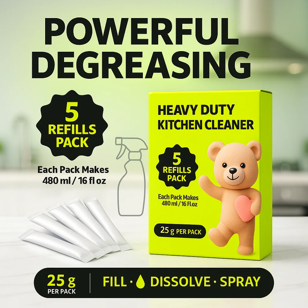 5 Count Heavy Duty Kitchen Degreaser Refill Packs Easy Dissolve Multi Surface Spray Cleaner 16 Fl Oz Each Pack