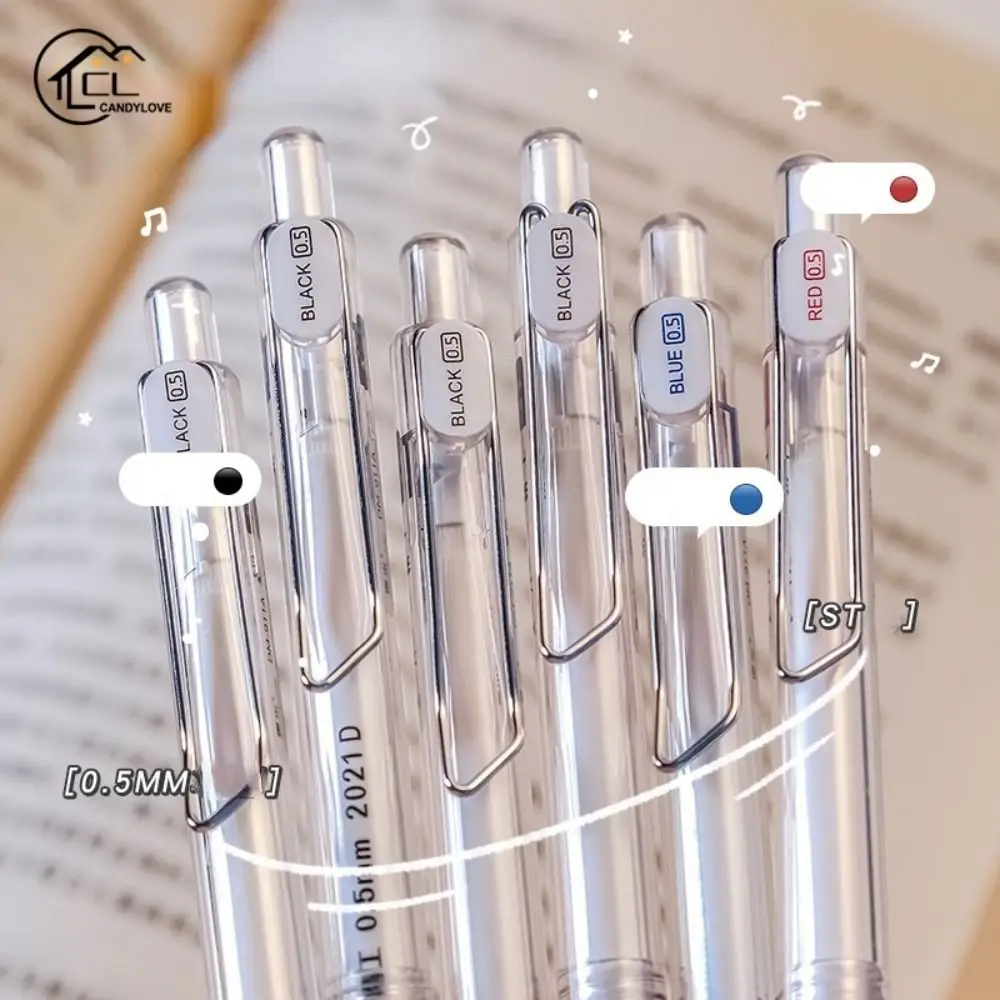 Transparent 0.5MM ST Tip Gel Pen Quick Dry Black/Red/Blue Ink Ballpoint Pen Neutral Pen Student