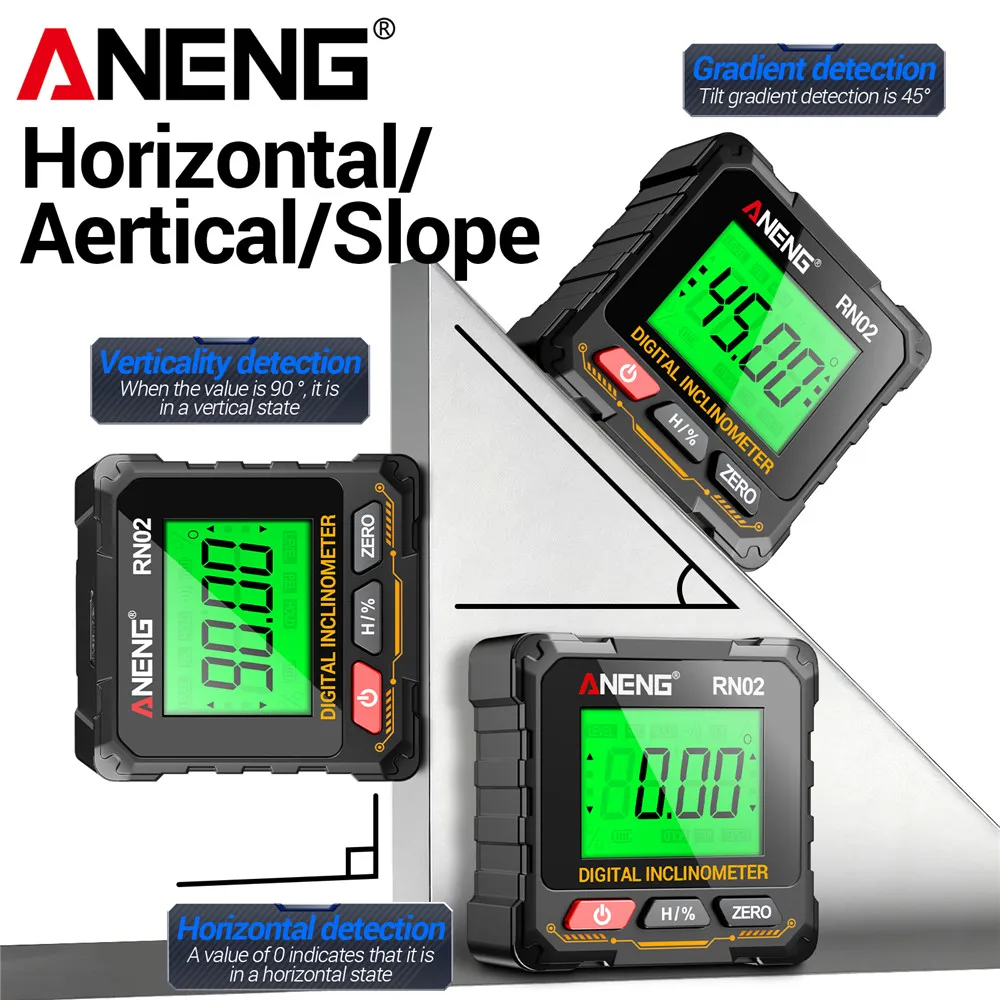 مقياس الميل بالليزر الأحمر ANENG RN01/RN02/RN03 مقياس زاوية المغناطيس صندوق المستوى الإلكتروني حاكم الخلفية المنقلة أدوات النجارة #5