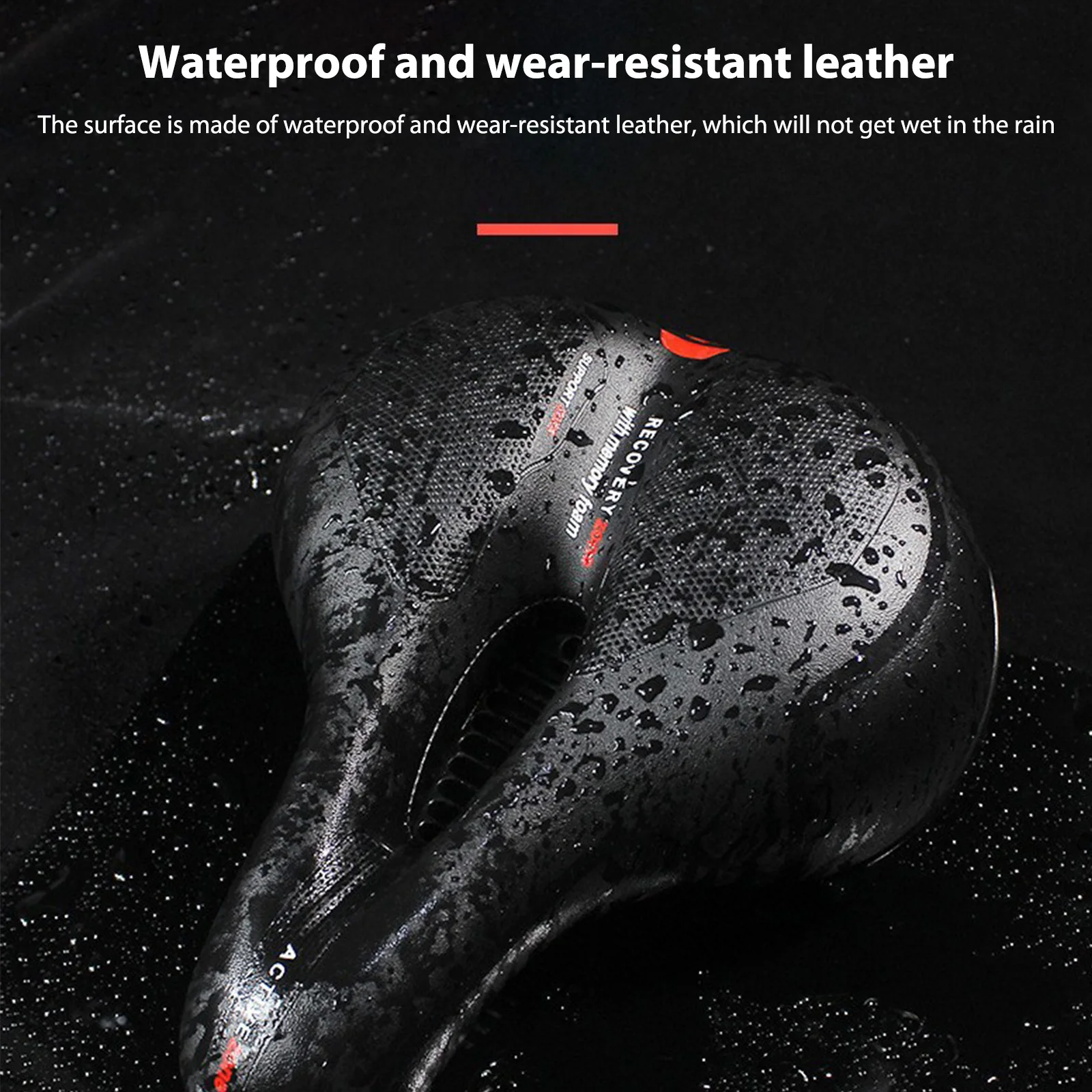 เบาะจักรยานหนัง PU แบบมีรูระบายอากาศ สำหรับจักรยานทุกประเภท พร้อมแถบสะท้อนแสงด้านหลัง ช่วยลดแรงกระแทก อุปกรณ์เสริมสำหรับการขี่