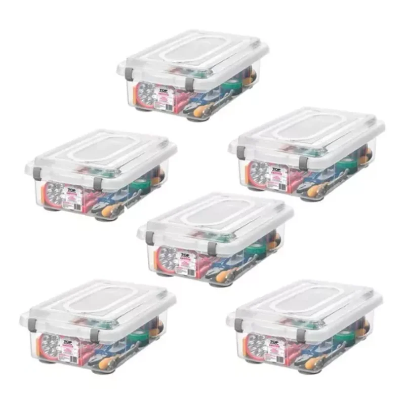 

6 Boxes Organizer 8.6l Transparent With Lock Boxes, Boxes and Baskets Decorative Boxes