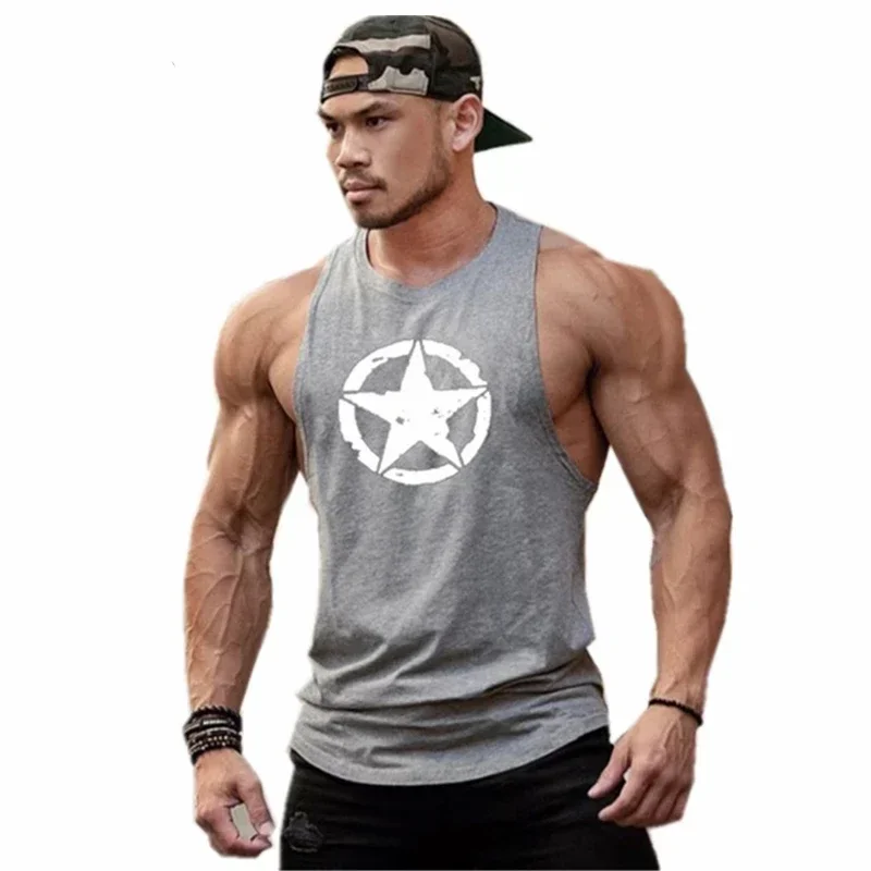 New Fashion Pure Cotton Sleeveless Shirt Vest Men\'s Fitness Shirt Men\'s Undershirt Bodybuilding Exercise Fitness Vest Fitness Me