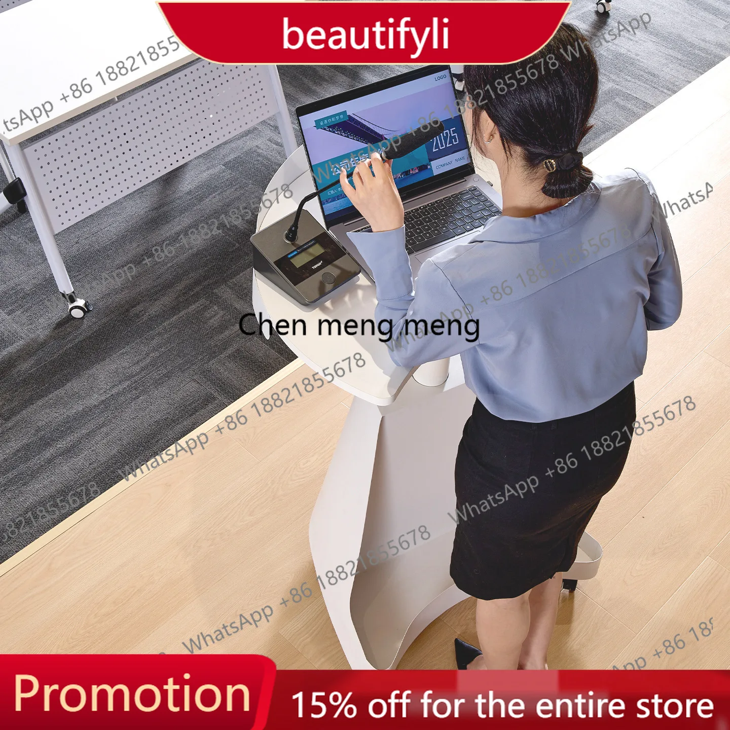 X188 Movable lifting speech platform School podium table Teacher lifting office Conference desk