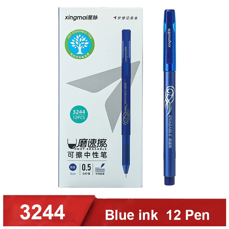 Juego de bolígrafos de Gel borrables, punta fina de 0,5mm, color azul y negro, para escritura, papelería, oficina, material escolar