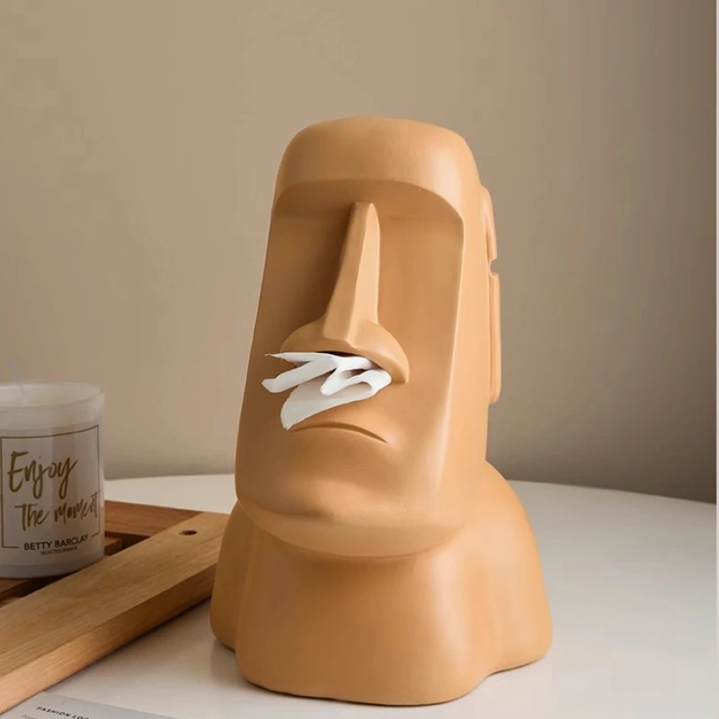 Sculptural Tissue Box Stone Statue Tissue Holder Elegant Art Decor for Living Room/Dining Table/Coffee Table Gift-ready Home
