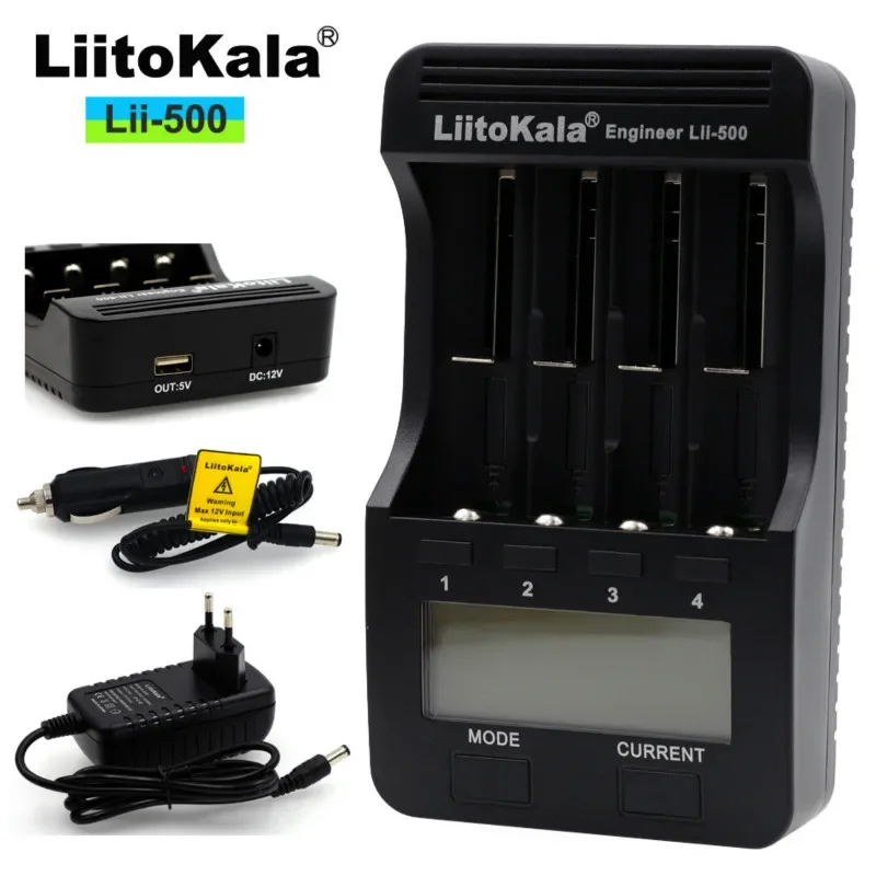 

Liitokala Lii-500 100% New Original Multi-function 18650 Charger 26650 18350 17335 Charger Test Usb 5 V Output Large LCD Display