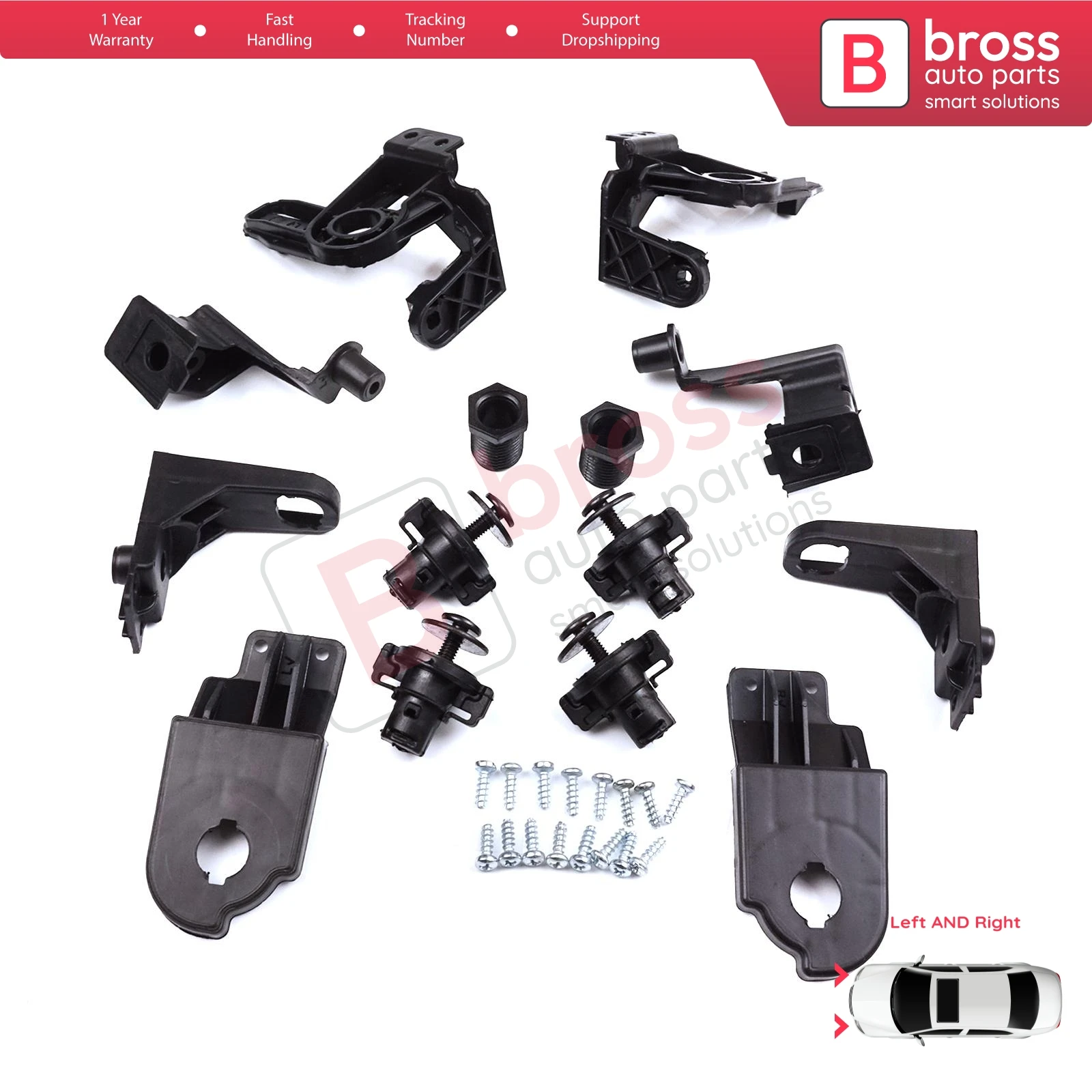 

BHL562 Headlight Holder Mount Repair Bracket Tab Set Right Left Side for VW T-Roc 2017-On 2/5-Door SUV 2GA998225 2GA998226