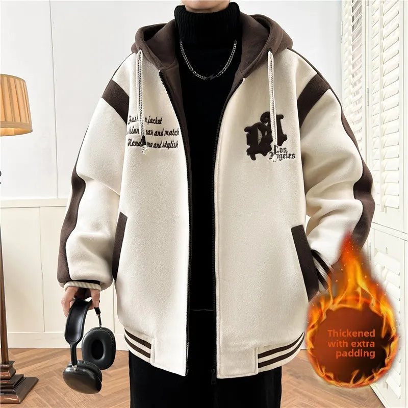 

Утепленная флисовая куртка с вышивкой для подростков, осенне-зимняя, новая, модная, универсальная, из полиэстера и хлопка