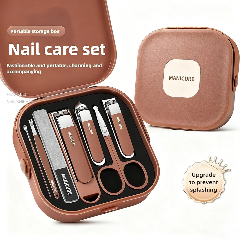 مجموعة مانيكير مع مقصات أظافر من الفولاذ المقاوم للصدأ، ومبرد أظافر، وأدوات العناية، ومجموعة أدوات تجميل للعناية بالرجال والنساء