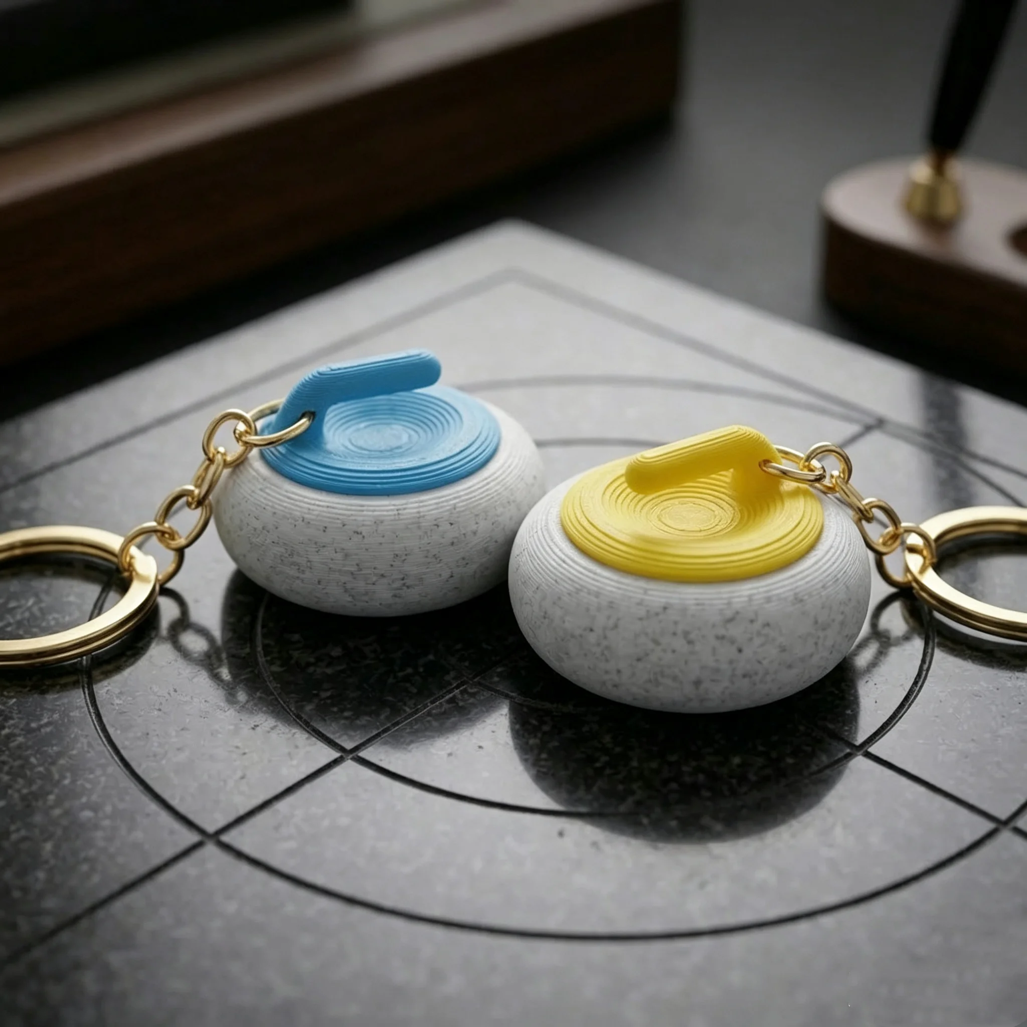 Mini Curling Keychain Plastic Key Ring Lightweight Durable Car, backpack keychain pendant Portable Keychain 4 Colors Gift