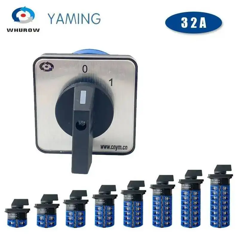 rotary cam switch OFF-ON Two Positions LW26 32A Silver Contact 1-8 Poles Changeover Cam Switch Rotary Selector LW28-32 YMW26