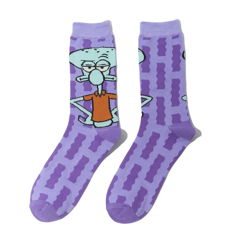 Anime Spongebob Socks Cartoon Knitted Cotton Socks Pure Cotton Adult socks Fashion Trend Tube Socks Direct Selling