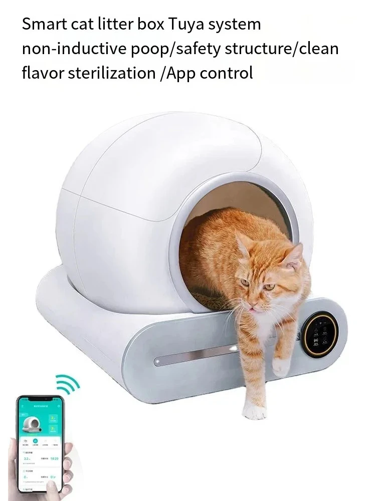 Slimme kattenbak volautomatisch 65L grote capaciteit kattenbak semi-gesloten reinigende APP afstandsbediening slimme kattentoilet - afbeelding 2