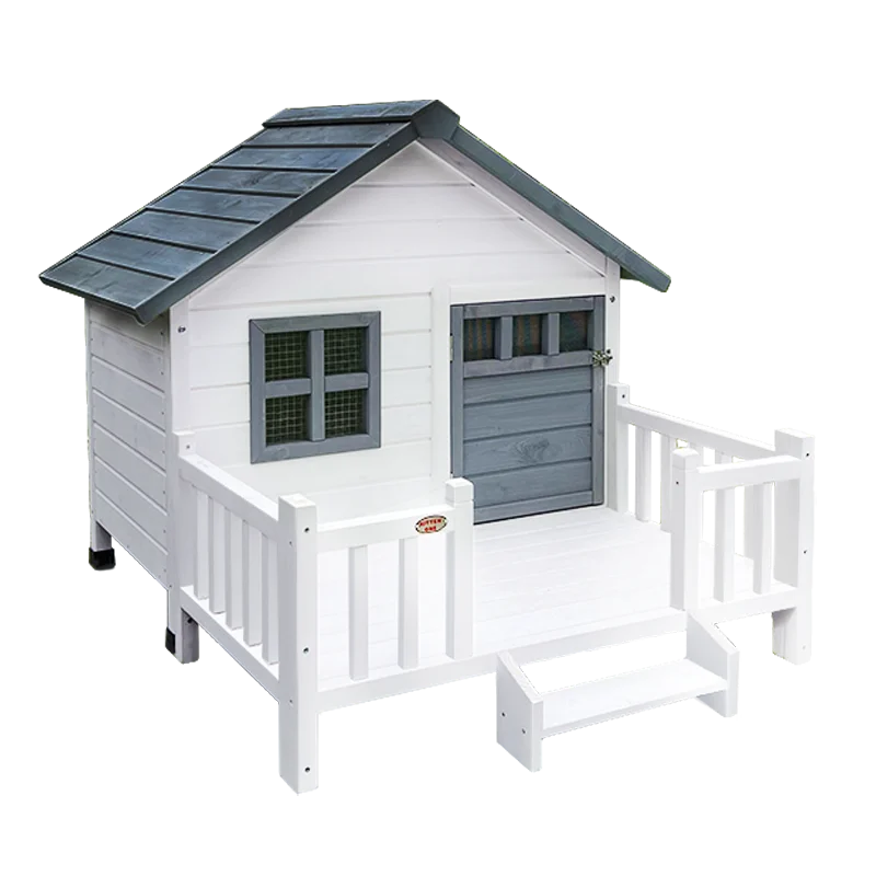 Outdoor dog house luxury balcony villa outdoor large dog house dog cage winter rain-proof cold-proof solid wood