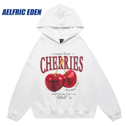 Aelfric Eden Cherries Print Hoodie, camisola Streetwear, pulôver casual, algodão com capuz masculino tops, Harajuku, código de frutas, outono