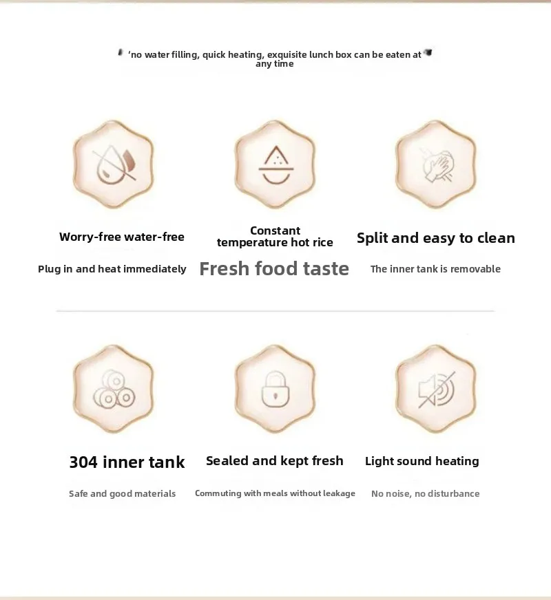 PP 내부 탱크 전기 도시락 휴대용 보온 빠르고 편리한 가열 도시락 플러그인 전기 도시락