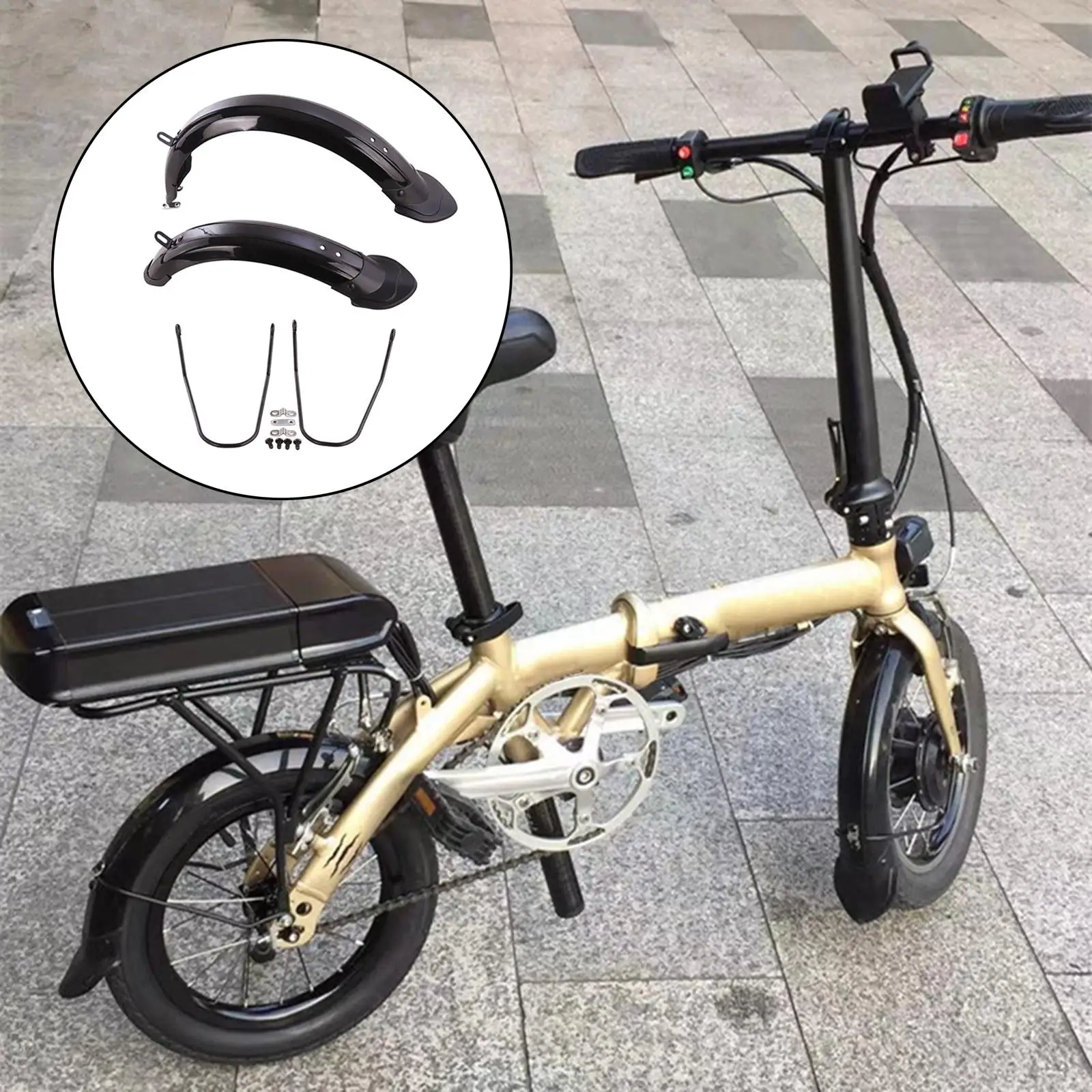Folding Bike Mudguard Set Unbreakable for 12 inch 14 inch Wheels Stopper