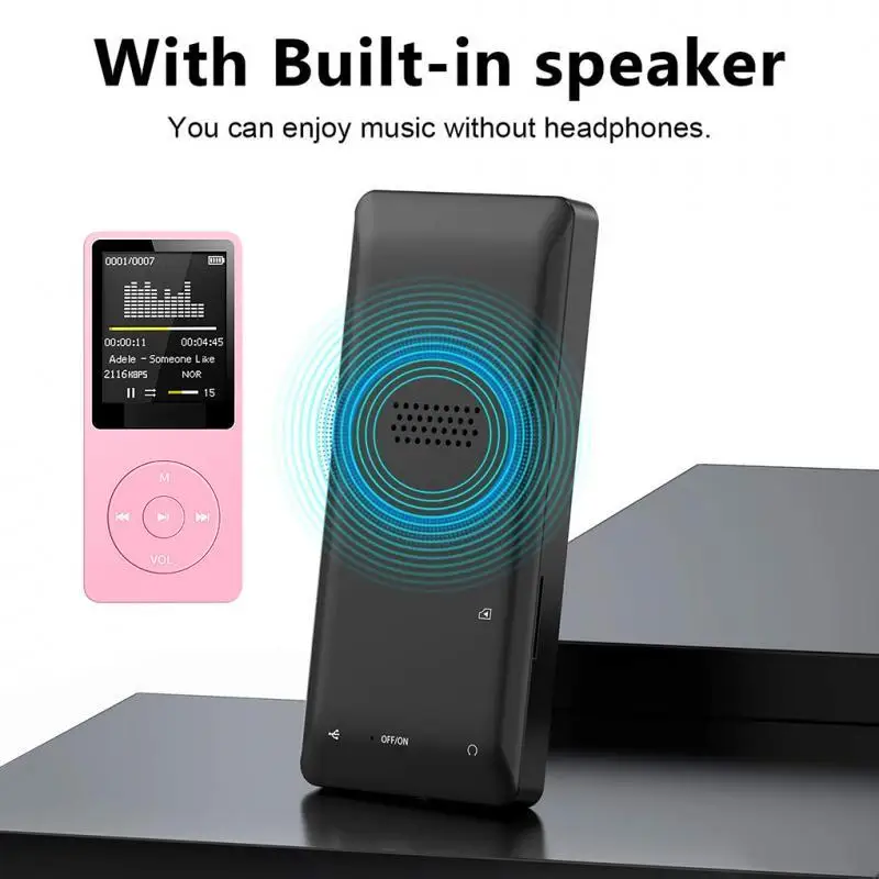 MP4 FM card insertion Bluetooth player USB Charging Record Digital Display Screen Walkman Support FM Radio E-Book Recording