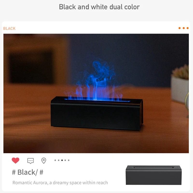 ناشر روائح لهب ، مرطب هواء ، صانع ضباب بارد USB ، مبيد للزيوت العطرية ، 7 ألوان
