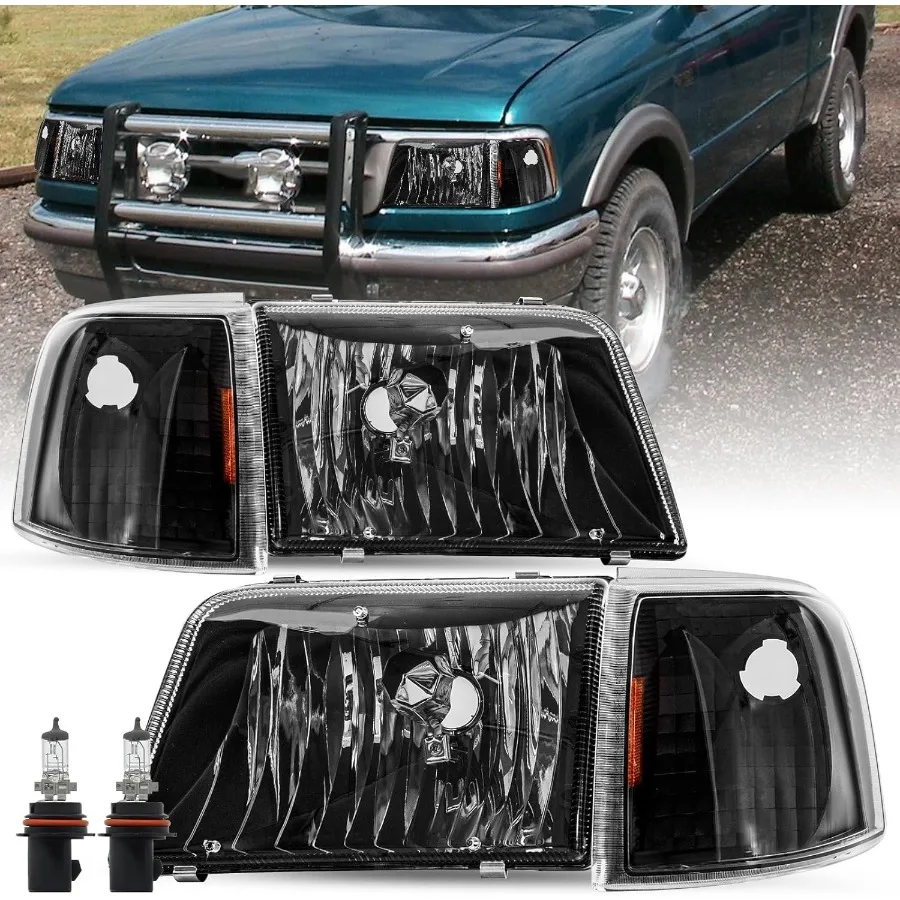 

Замена фары в сборе для Ranger 19931997 со встроенными угловыми фарами и лампочками с двойной стороны водителя и пассажира, черного цвета